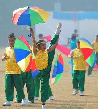 Kids performing at a school function in Sector 46, Chandigarh, on Friday, December 9. (HT Photo)