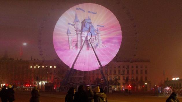 View of Un Songe Forain installation by artist Nathanaelle Picot at Place Bellecourt. (REUTERS)