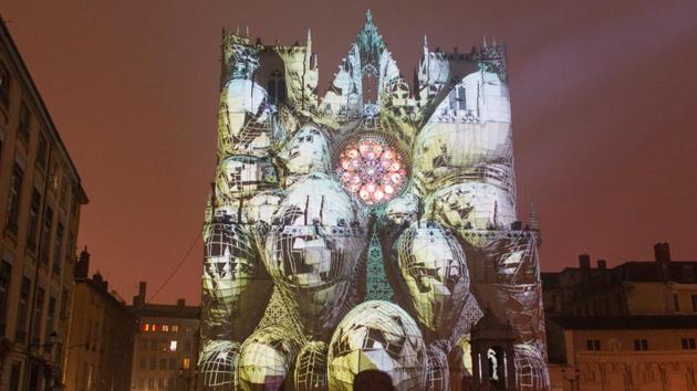 Artist Yann Nguema’s third installation at the Saint-Jean Cathedral. (REUTERS)