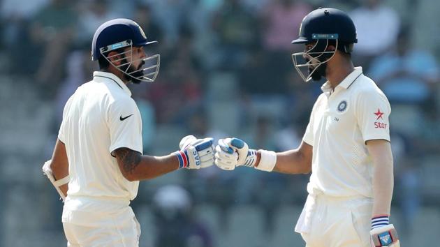 Mural Vijay and KL Rahul of India during day 2 of the fourth test match between India and England. (BCCI/ SPORTZPICS) 