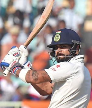 Virat Kohli in action during the second India vs England Test in Visakhapatnam(PTI)