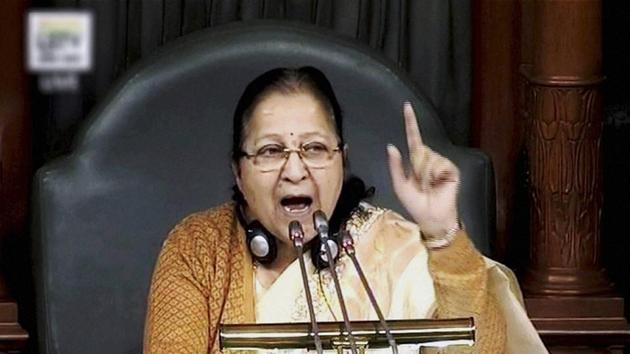 Speaker Sumitra Mahajan in the Lok Sabha during the winter session of Parliament in New Delhi.(PTI)