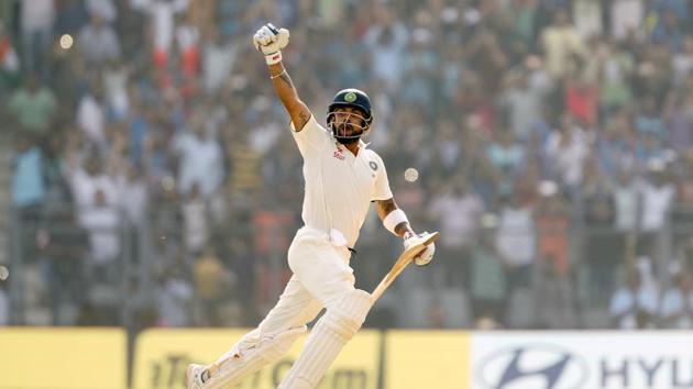 Virat Kohli became the fourth batsmen to go past 1000 runs in Tests in 2016. It was the first time he had achieved this feat. (BCCI)