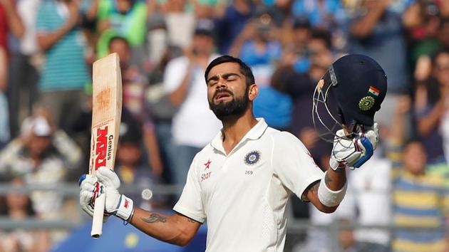 Virat Kohli also went past 2000 runs as skipper as he put on a batting masterclass on a sluggish Wankhede deck. (Photo by: Deepak Malik/ BCCI/ SPORTZPICS)