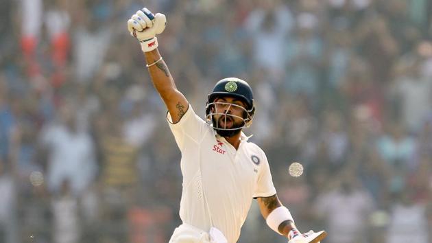 Virat Kohli notched up his 15th Test century as India took the lead against England in Wankhede.(BCCI)