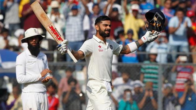 Virat Kohli notched up his 15th Test century and went past 2000 runs as skipper.(Photo by: Deepak Malik/ BCCI/ SPORTZPICS)