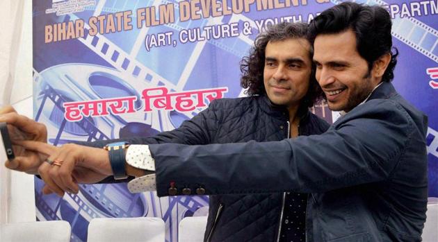 Filmmaker Imtiaz Ali with MS Dhoni film’s actor Kranti Prakash Jha at a film festival in Patna. (PTI)