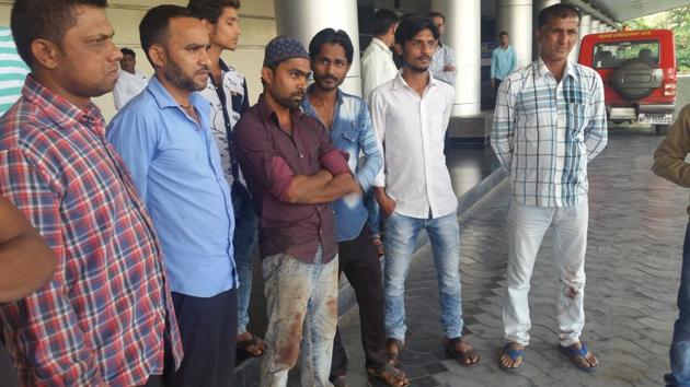 The group of seven rescuers was led by Sultan Shaikh (middle) (HT Photo) The group of seven rescuers was led by Sultan Shaikh (middle) (HT Photo)