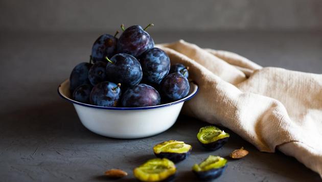 Plum: It is a seasonal fruit of the winters and has Vitamins B and E, along with minerals like magnesium, iron, calcium and zinc. These help to purify body and to maintain skin’s elasticity. It hydrates the body. (Shutterstock) Plum: It is a seasonal fruit of the winters and has Vitamins B and E, along with minerals like magnesium, iron, calcium and zinc. These help to purify body and to maintain skin’s elasticity. It hydrates the body. (Shutterstock)