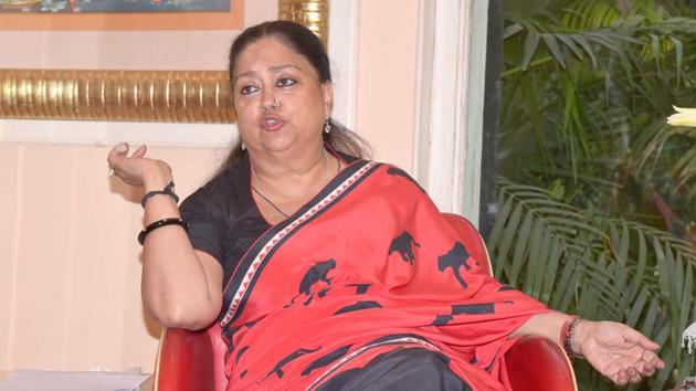 Rajasthan chief minister Vasundhara Raje talks to Hindustan Times during an interview at the CM’s residence in Jaipur. (Prabhakar Sharma (HT Photo)) Rajasthan chief minister Vasundhara Raje talks to Hindustan Times during an interview at the CM’s residence in Jaipur. (Prabhakar Sharma (HT Photo))