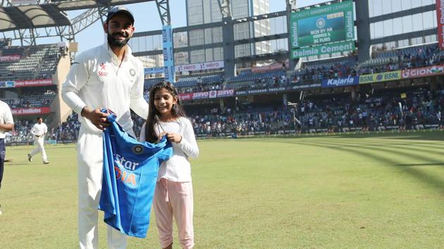 Virat Kohli gave a young fan the Indian Team limited overs jersey following the win over England. (BCCI)