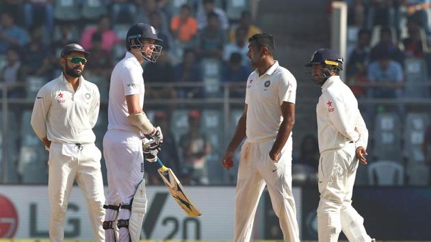 Things became very heated when James Anderson strode out to the middle, with Ashwin having a go. (Photo by: BCCI)