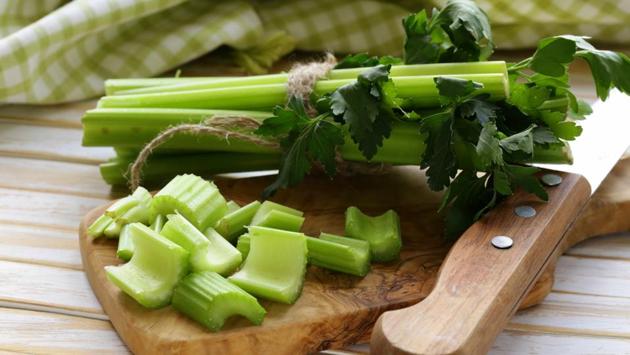Celery: It is a vegetable that act as a diuretic in the body, and hence makes you pee a lot. Eat it only if you are prepared for frequent loo visits through the night. (Shutterstock) Celery: It is a vegetable that act as a diuretic in the body, and hence makes you pee a lot. Eat it only if you are prepared for frequent loo visits through the night. (Shutterstock)