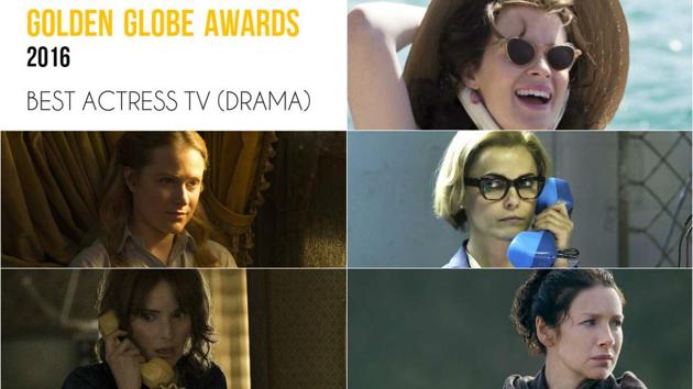 Clockwise from top right: Claire Foy, The Crown; Keri Russell, The Americans; Caitriona Balfe, Outlander; Winona Ryder, Stranger Things and Evan Rachel Wood, Westworld.