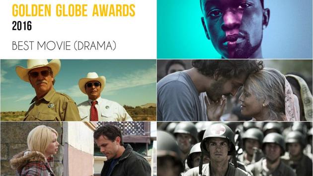 Clockwise from top right: Moonlight, Lion, Hacksaw Ridge, Manchester By The Sea and Hell or High Water.