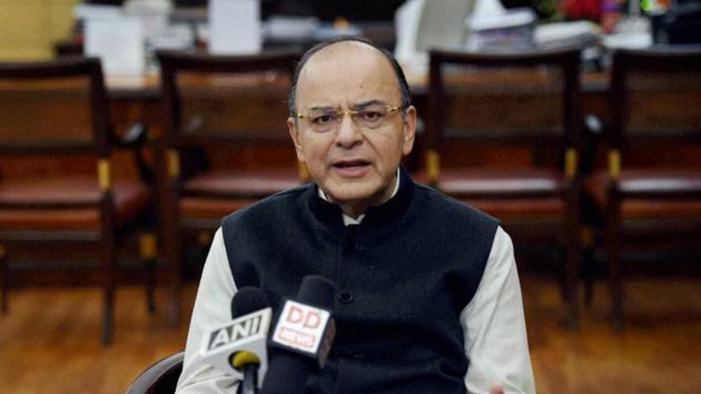 Finance minister Arun Jaitley speaks to the press at his office in North Block in New Delhi on Tuesday. (PTI) Finance minister Arun Jaitley speaks to the press at his office in North Block in New Delhi on Tuesday. (PTI)