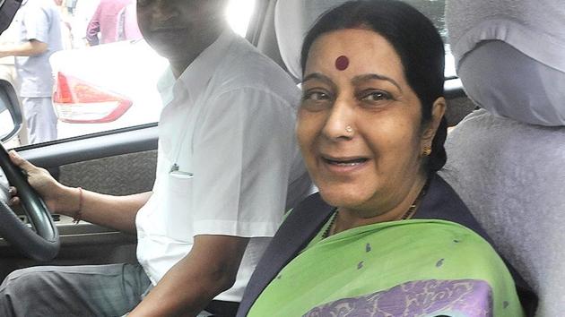 External affairs minister Sushma Swaraj was successfully operated for kidney transplant on December 10.(HT file photo)