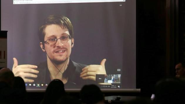 Edward Snowden speaks at a conference at University of Buenos Aires Law School in Argentina in November.(Reuters file photo for representation)