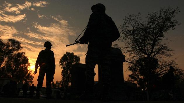 File photo of Indian army soldiers patrolling the Jammu-Srinigar National Highway. (AFP) File photo of Indian army soldiers patrolling the Jammu-Srinigar National Highway. (AFP)