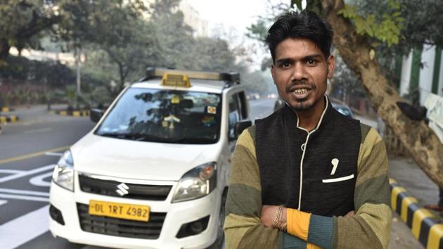 Taxi Driver Sahil Tomar was at first scandalised by outspoken women and the culture shock of Delhi. But, he says, he realised that he must change, not the women.(Raj K Raj/HT PHOTO)