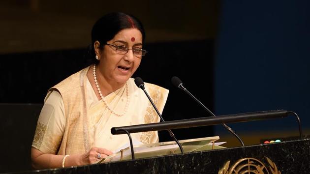 In the written reply, Swaraj said on several occasions, Indian leaders have delivered statements at the UN in Hindi and added that to promote it as an international language, a World Hindi Secretariat was also set up in Mauritius in 2008.(AFP) In the written reply, Swaraj said on several occasions, Indian leaders have delivered statements at the UN in Hindi and added that to promote it as an international language, a World Hindi Secretariat was also set up in Mauritius in 2008.(AFP)