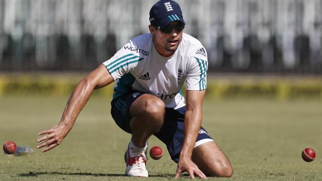 England's test cricket team captain, Alastair Cook, fields during a practice session ahead of their fifth cricket test match. (AP) England's test cricket team captain, Alastair Cook, fields during a practice session ahead of their fifth cricket test match. (AP)