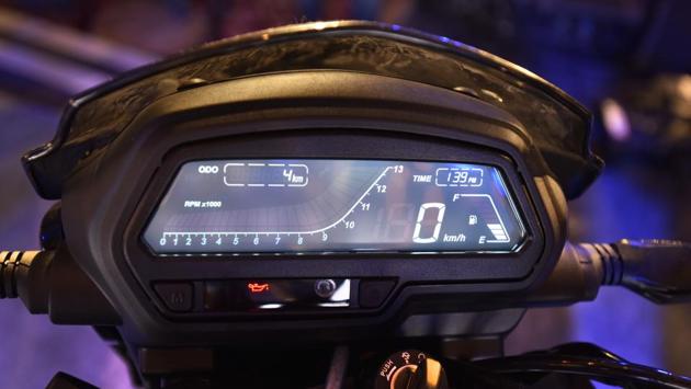 With 35 PS of power and 35 Nm of torque, Bajaj boasts of its speed that goes as fast as 0-100 kmph in 8.23 seconds. (Sanjeev Verma/HT PHOTO)
