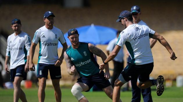 England cricketer Jonny Bairstow plays football during a training session ahead of the fifth cricket Test match between India and England. (AFP) England cricketer Jonny Bairstow plays football during a training session ahead of the fifth cricket Test match between India and England. (AFP)