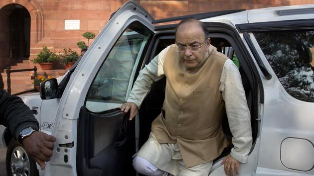 Finance minister Arun Jaitley arrives at the Parliament house in New Delhi on Thursday. (AP) Finance minister Arun Jaitley arrives at the Parliament house in New Delhi on Thursday. (AP)