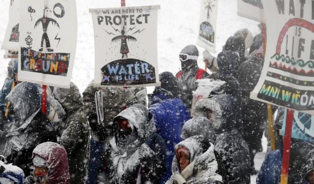 For months, people have camped on the now frozen plains of Standing Rock reservation to block the completion of the nearly $4 billion Dakota Access Pipeline. The remaining section of pipeline is supposed to pass under the Missouri River, close to the Standing Rock reservation. Indigenous activists claim it will endanger the local environment and violate the sanctity of their sacred lands(Reuters)