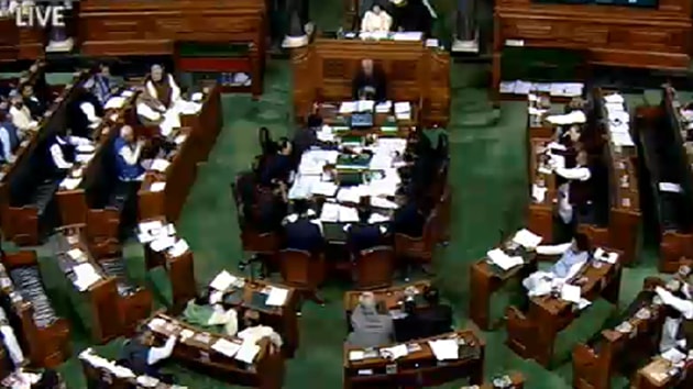 A general view of the Lok Sabha on last day of winter session, on Friday.(Picture courtesy: Lok Sabha TV)