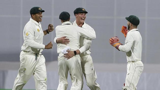 Australia’s pace bowlers reduced Pakistan to 97/8 at stumps on day 2 of the Brisbane Test. (AP) Australia’s pace bowlers reduced Pakistan to 97/8 at stumps on day 2 of the Brisbane Test. (AP)
