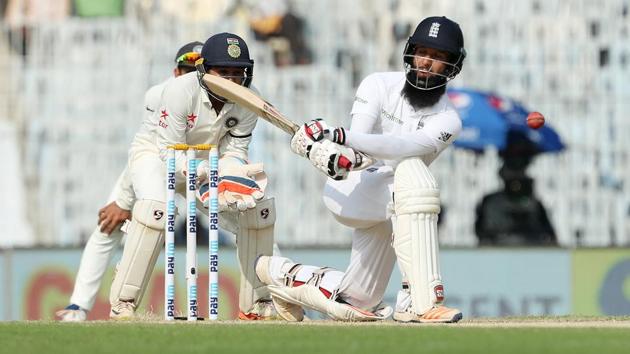 Moeen Ali of England during day one of the 5th test match between India and England held at the MA Chidambaram Stadium, Chennai.(BCCI)