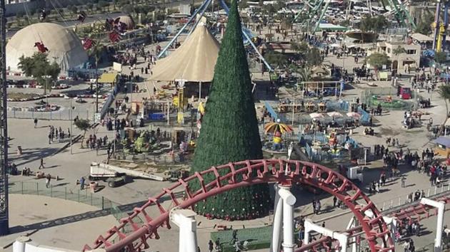 A large Christmas tree in al-Zawra Park, Baghdad, Iraq.(AP Photo)