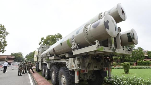 BrahMos, jointly developed by India and Russia, is considered the only supersonic cruise missile in the world. The missile was first inducted in the India Navy in 2005.(HT File Photo)
