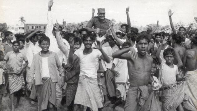 Villagers celebrate after the 1971 Indo-Pak war . (Photo division/defence wing)