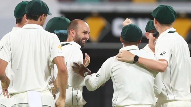 Nathan Lyon and Mitchell Starc struck for Australia as they reduced Pakistan to 70/2 at stumps on day 3 of the Brisbane Test. (Getty Images) Nathan Lyon and Mitchell Starc struck for Australia as they reduced Pakistan to 70/2 at stumps on day 3 of the Brisbane Test. (Getty Images)