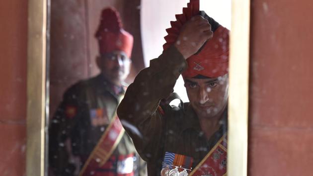 Every Saturday, the old and new guard which consist a troop from the President’s Body Guard and another platoon from an Indian Army regiment parade for the guard change ceremony in their ceremonial regalia. (Raj K Raj/HT ) 