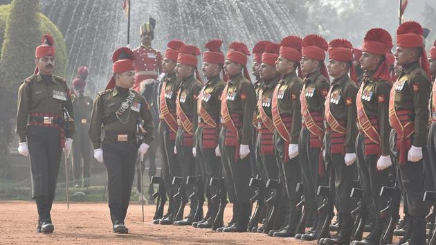 The New Guard, accompanied by the band then marches off to take up their duties. (Raj K Raj/HT PHOTO) 