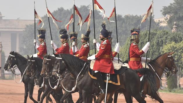 The President’s Bodyguard, raised in 1773, is the senior-most Regiment of the Indian Army. It is a Regiment with horses carrying out ceremonial duties for The President.  (Raj K Raj/HT PHOTO) 