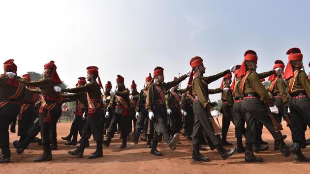 The Junior Commissioned Officer of the Old and New Guard patrol are seen here.  (Raj K Raj/HT ) 
