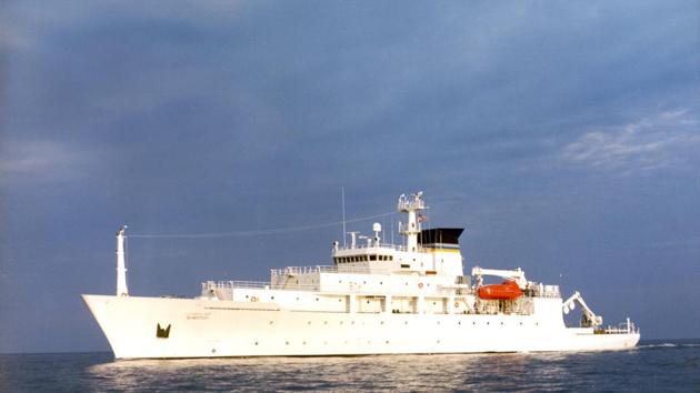 In this undated photo released by the U.S. Navy Visual News Service, the USNS Bowditch, a T-AGS 60 Class Oceanographic Survey Ship, sails in open water. The USNS Bowditch, a civilian U.S. Navy oceanographic survey ship, was recovering two drones on Thursday when a Chinese navy ship approached and sent out a small boat that took one of the drones. (AP Photo) In this undated photo released by the U.S. Navy Visual News Service, the USNS Bowditch, a T-AGS 60 Class Oceanographic Survey Ship, sails in open water. The USNS Bowditch, a civilian U.S. Navy oceanographic survey ship, was recovering two drones on Thursday when a Chinese navy ship approached and sent out a small boat that took one of the drones. (AP Photo)