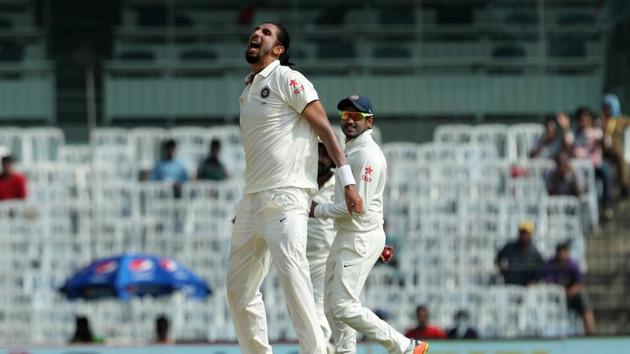 Ishant Sharma joined in and got the key wicket of Jos Buttler for 5 as India built on their good start. (BCCI) Ishant Sharma joined in and got the key wicket of Jos Buttler for 5 as India built on their good start. (BCCI)
