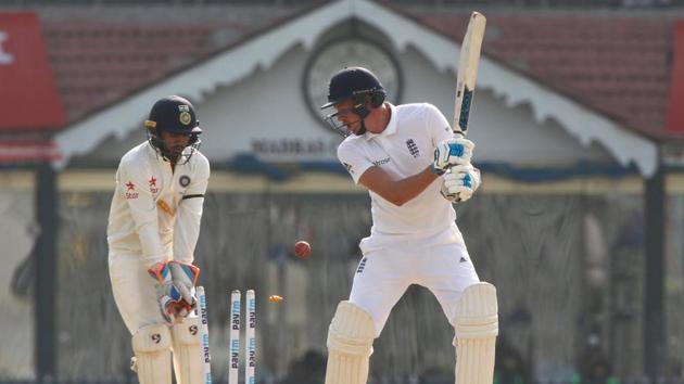 Amit Mishra ended the innings by bowling Jake Ball as England ended on 477 (BCCI) Amit Mishra ended the innings by bowling Jake Ball as England ended on 477 (BCCI)