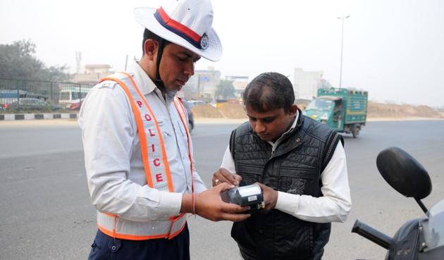 The drive began on August 17 to improve the traffic conditions by reducing congestion on city roads. As many as 2.23 lakh vehicle owners were penalised for various violations. (Parveen Kumar/HT) The drive began on August 17 to improve the traffic conditions by reducing congestion on city roads. As many as 2.23 lakh vehicle owners were penalised for various violations. (Parveen Kumar/HT)