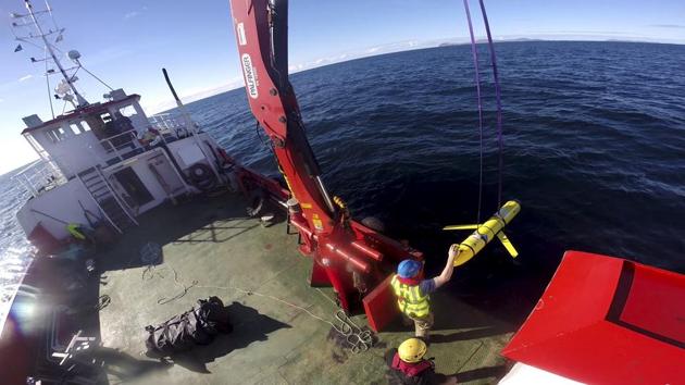 In a handout photo, an underwater drone is recovered off the coast of Scotland in October. The capture of the US underwater drone by Chinese Navy last week brought more diplomatic tensions to the surface. (NYT) In a handout photo, an underwater drone is recovered off the coast of Scotland in October. The capture of the US underwater drone by Chinese Navy last week brought more diplomatic tensions to the surface. (NYT)