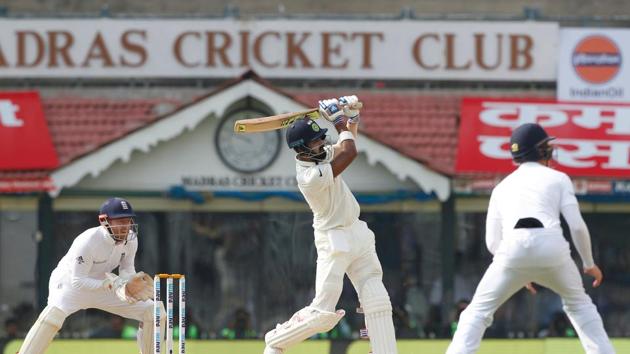 KL Rahul got going by smashing a couple of sixes off left-arm spin bowler Liam Dawson. (BCCI) 
