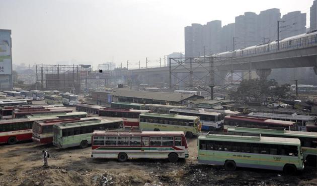Buses at Kaushambi bus depot. (Sakib Ali /HT File Photo) Buses at Kaushambi bus depot. (Sakib Ali /HT File Photo)