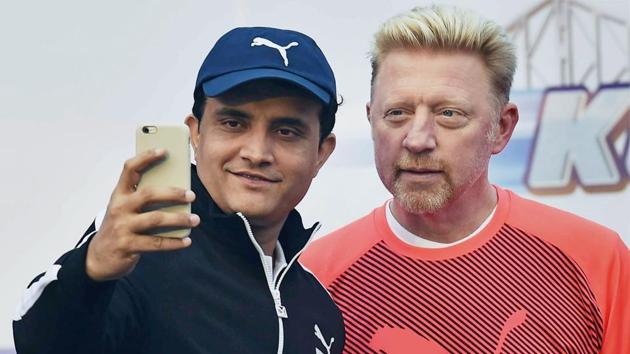 Tennis legend Boris Becker met former India cricket captain and CAB President Sourav Ganguly during the 'Kolkata 25K' run in Kolkata on Sunday. (PTI) Tennis legend Boris Becker met former India cricket captain and CAB President Sourav Ganguly during the 'Kolkata 25K' run in Kolkata on Sunday. (PTI)