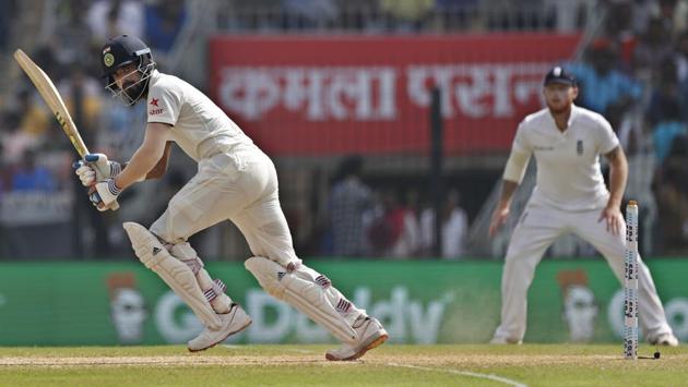 KL Rahul, who crossed his first 50 mark in a home Test, was unbeaten on 89 at lunch on Day 3 of the India vs England Chennai Test. (AP) KL Rahul, who crossed his first 50 mark in a home Test, was unbeaten on 89 at lunch on Day 3 of the India vs England Chennai Test. (AP)